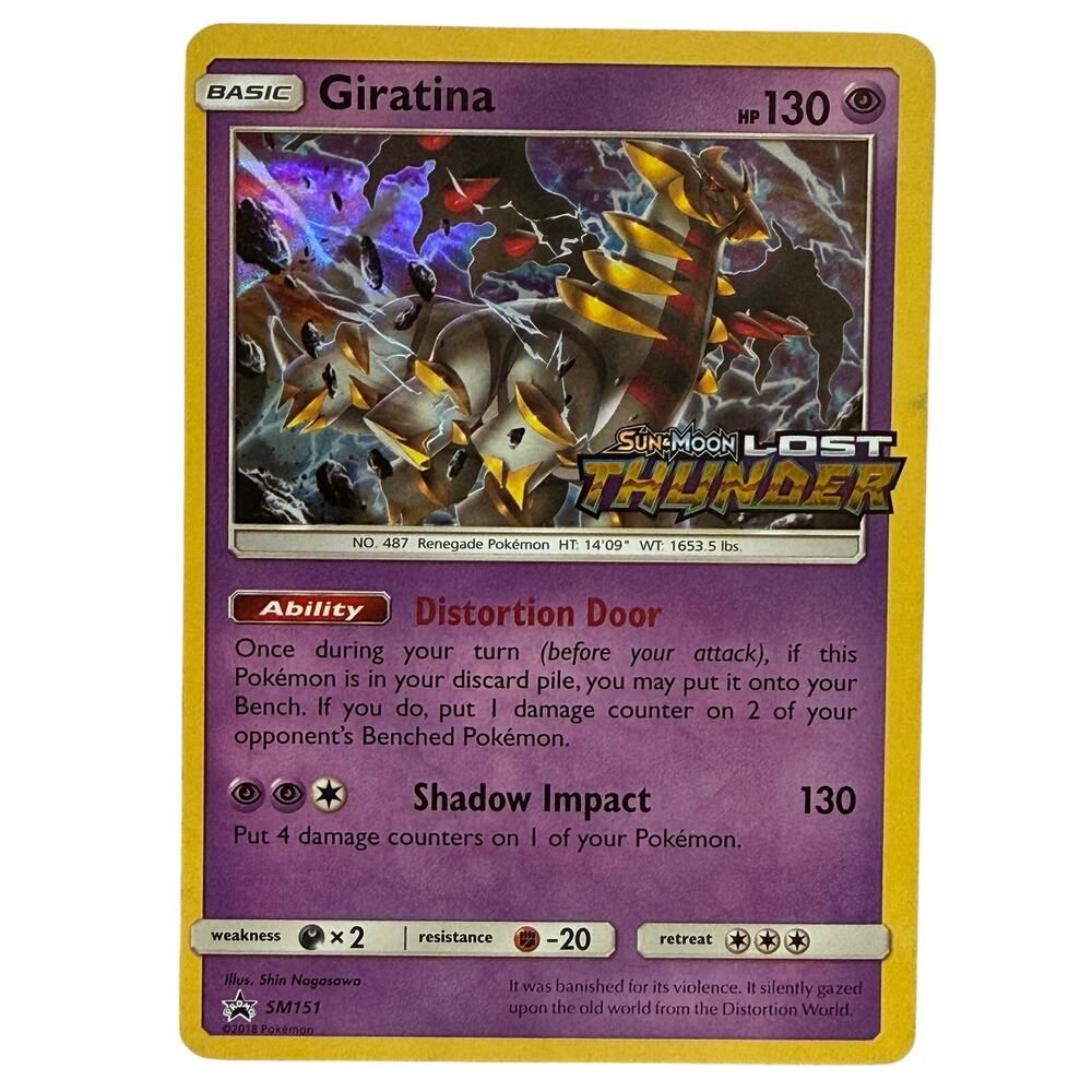 Pokémon Giratina SM151 Sun & Moon Lost Thunder Black Star Promo 2018 Stamped LP+